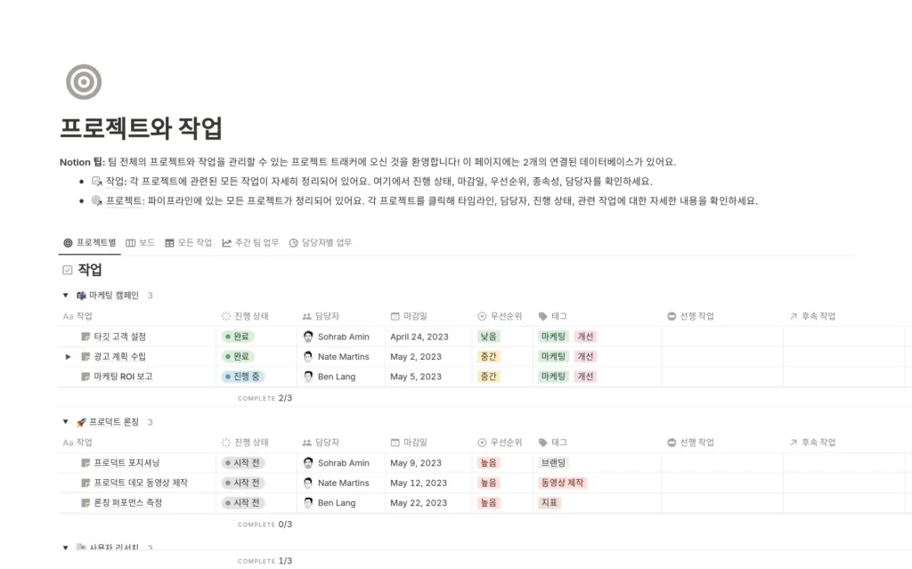 [노션 템플릿 모음] 무료로 쓰는 일정·기록·기획 템플릿 BEST 5