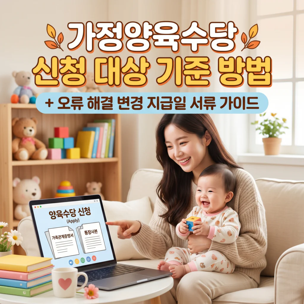 가정양육수당 신청 대상 기준 방법(+오류 해결 변경 지급일 서류 가이드)
