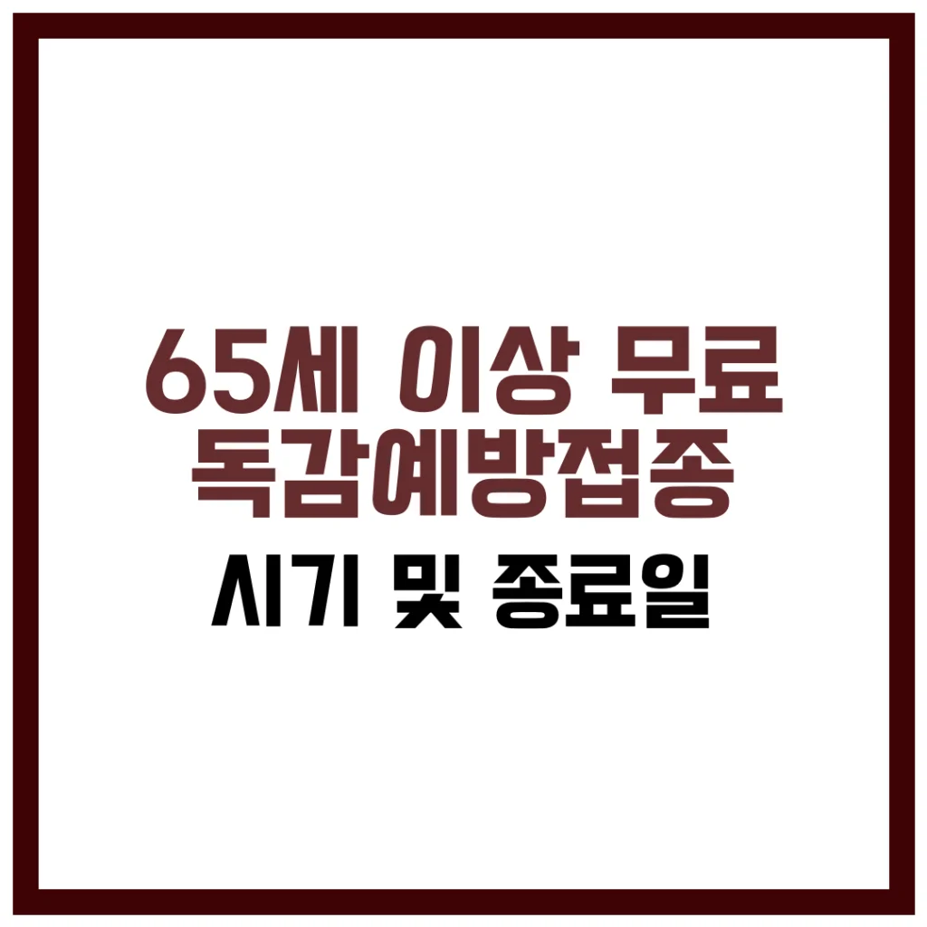 65세 이상 무료 독감예방접종 시기 종료일