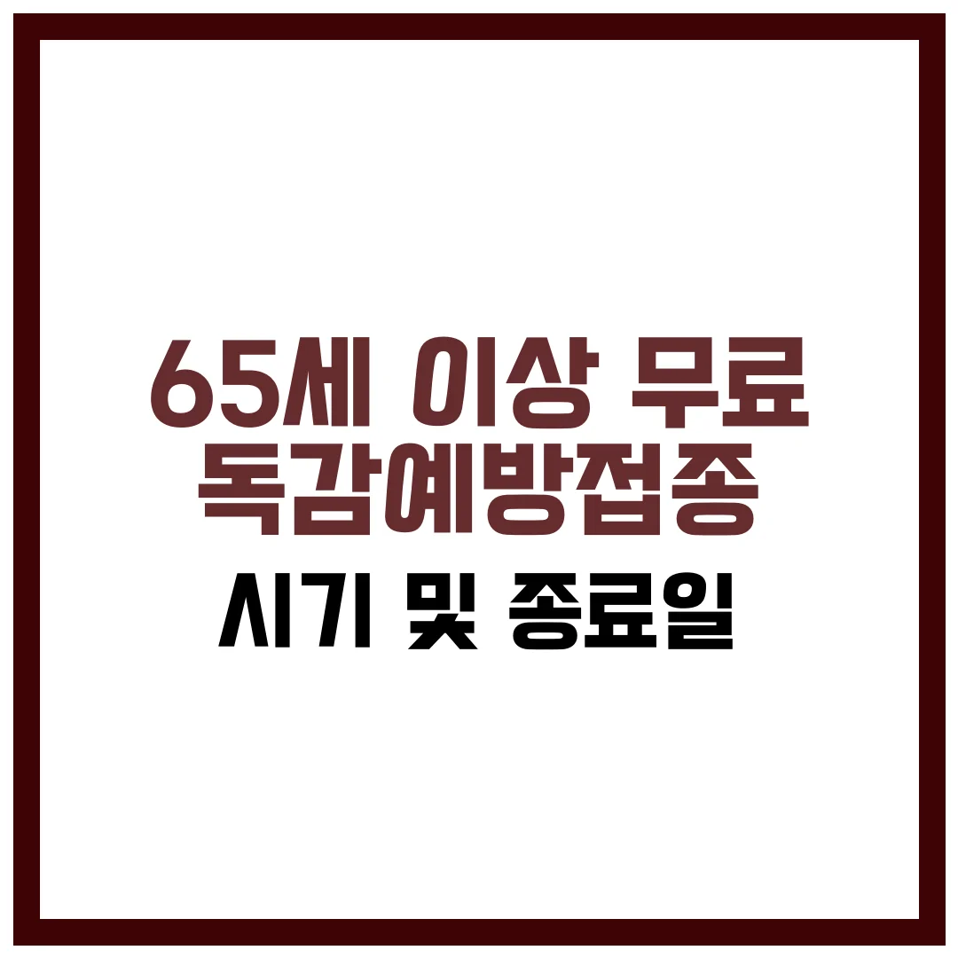 65세 이상 무료 독감예방접종 시기 종료일
