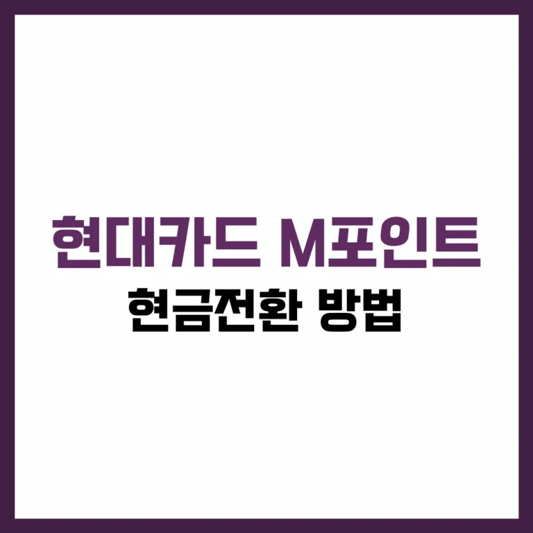 현대카드 M포인트 현금전환 방법 완벽 가이드 2025