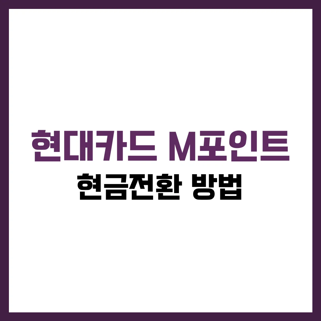현대카드 M포인트 현금전환 방법 완벽 가이드 2025