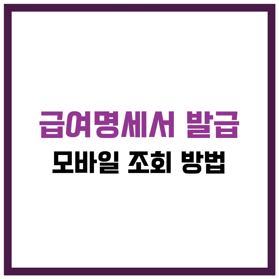 급여명세서 발급 및 모바일 조회 방법