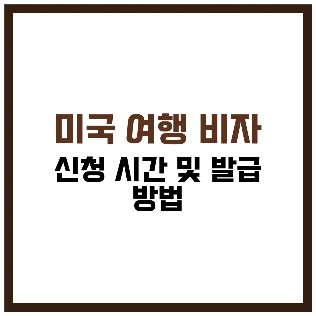 미국 여행 비자 신청 및 발급 방법 시간