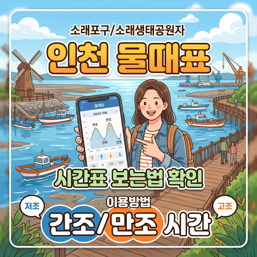 인천 물때표 시간표 보는법 확인 이용방법(+간조 만조 만조시간 바다타임)