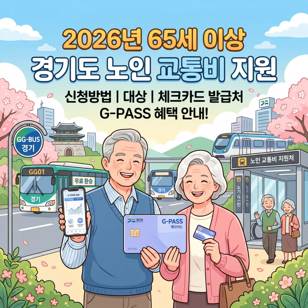 2026년 65세 이상 경기도 노인 교통비 지원 신청방법 대상 안내(+체크카드 발급처 G-PASS 혜택)