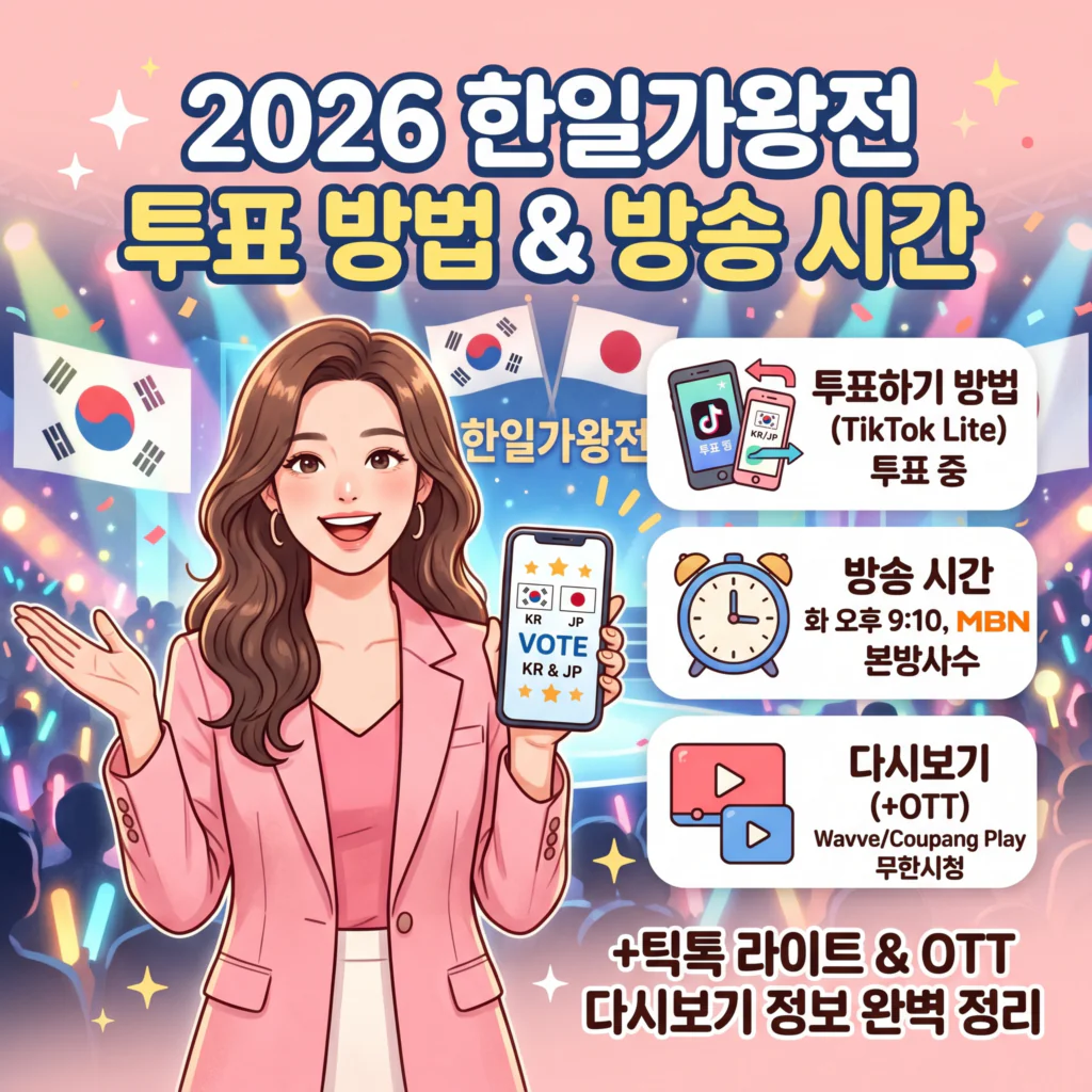 2026 한일가왕전 투표하기 방법 방송시간(+틱톡 라이트 OTT 다시보기)