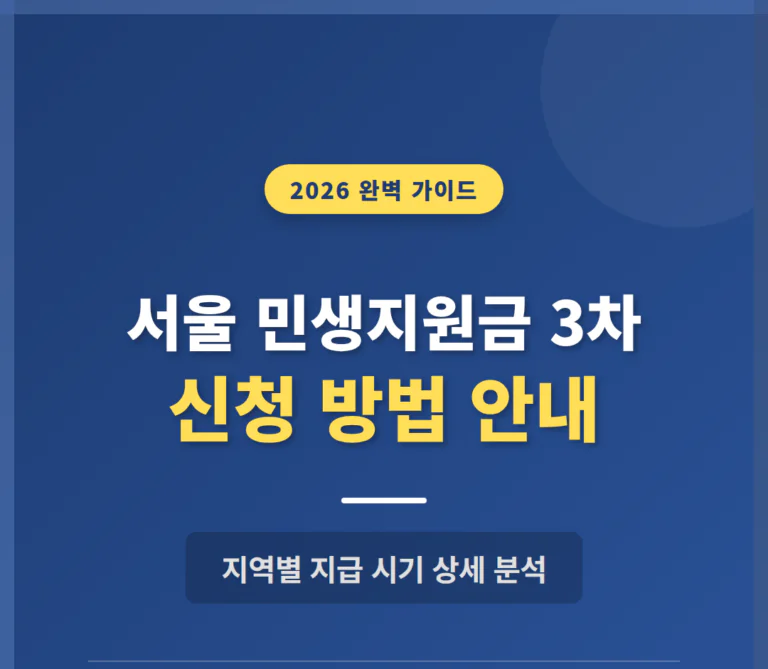 서울 민생지원금 3차 신청 방법 및 지역별 지급 시기 안내 | 2026 완벽 가이드