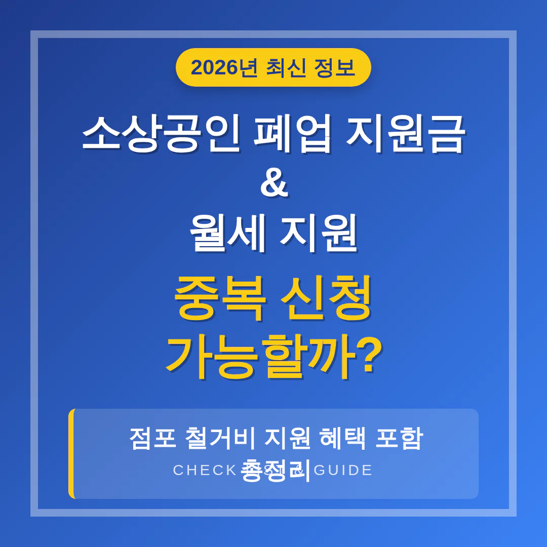 소상공인 폐업 지원금과 월세 지원 중복 신청 가능할까? | 2026 완벽 가이드