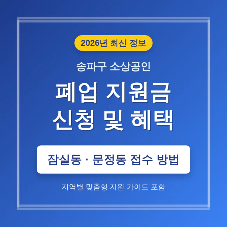 송파구 소상공인 폐업 지원금 신청 및 잠실동·문정동 접수 방법 | 2026 완벽 가이드