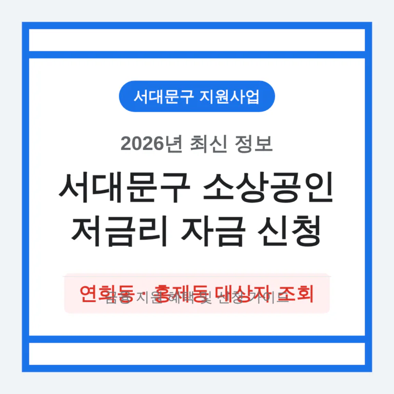 서대문구 소상공인 저금리 자금 신청 및 연희동·홍제동 대상자 조회 | 2026 완벽 가이드