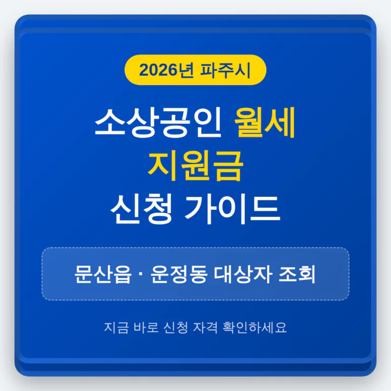 파주시 소상공인 월세 지원금 신청 및 문산읍·운정동 대상자 조회 | 2026 완벽 가이드