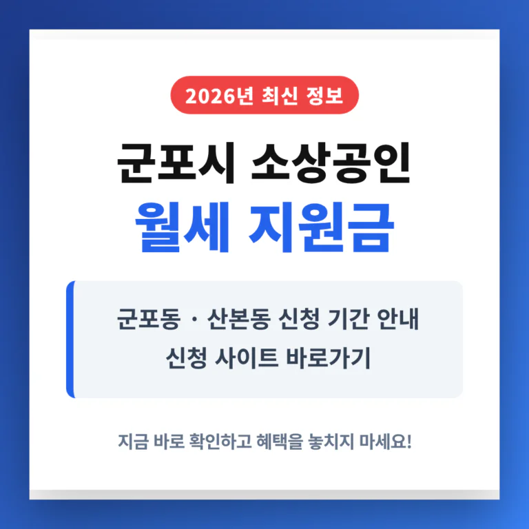 군포시 소상공인 월세 지원금 신청 사이트 및 군포동·산본동 기간 안내 | 2026 완벽 가이드