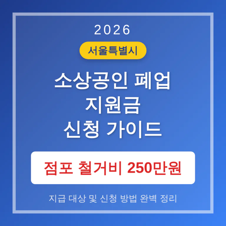 서울특별시 소상공인 폐업 지원금 신청 및 점포 철거비 250만원 받는 법 | 2026 완벽 가이드