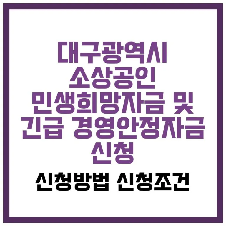 대구광역시 소상공인 민생희망자금 및 긴급 경영안정자금 신청 가이드 2026