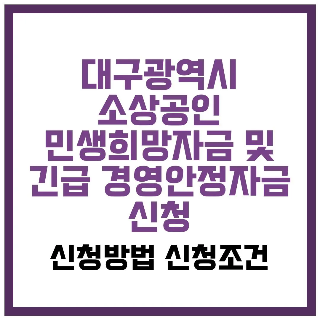 대구광역시 소상공인 민생희망자금 및 긴급 경영안정자금 신청 가이드 2026
