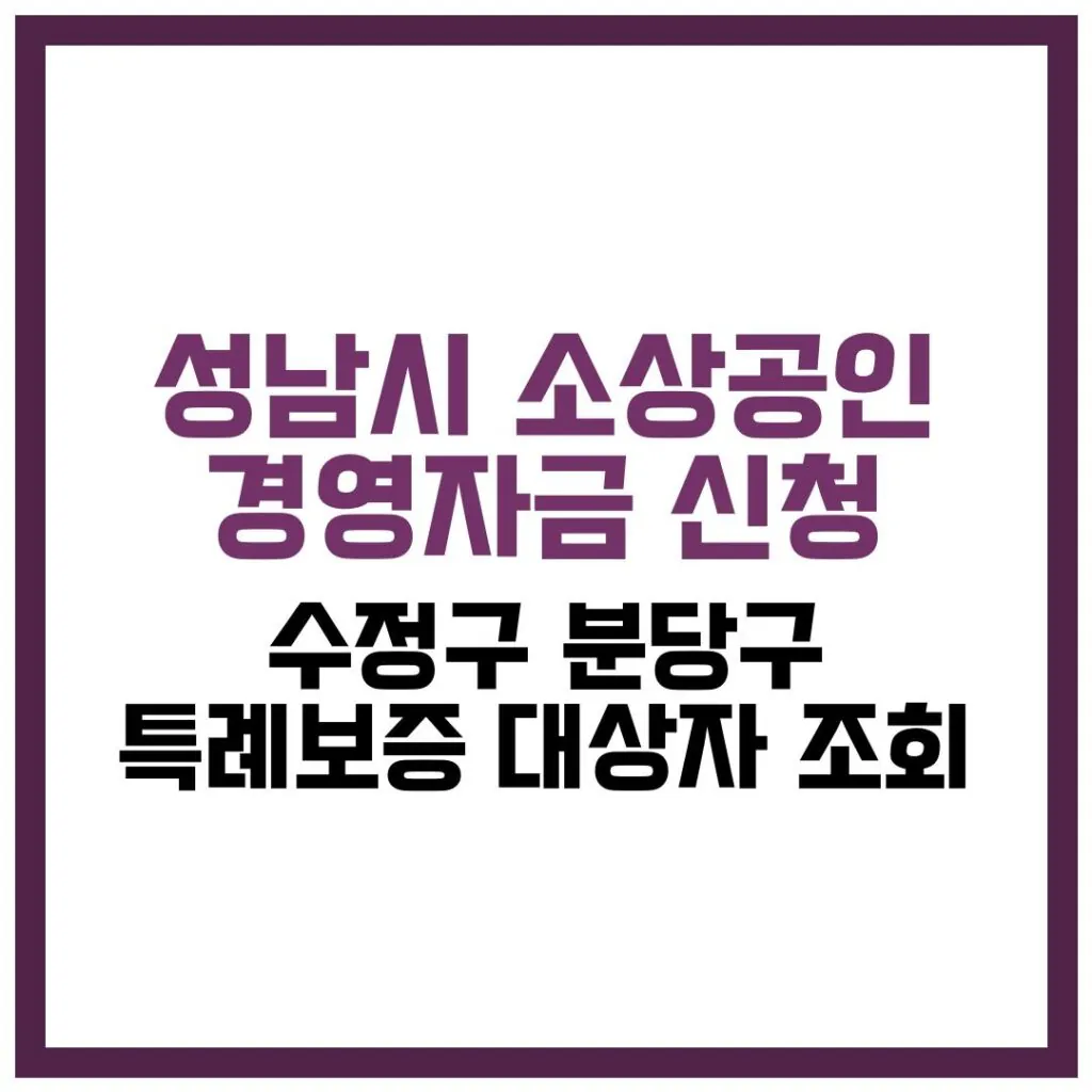 성남시 소상공인 경영자금 및 수정구·분당구 특례보증 대상자 조회 완벽 가이드 2026
