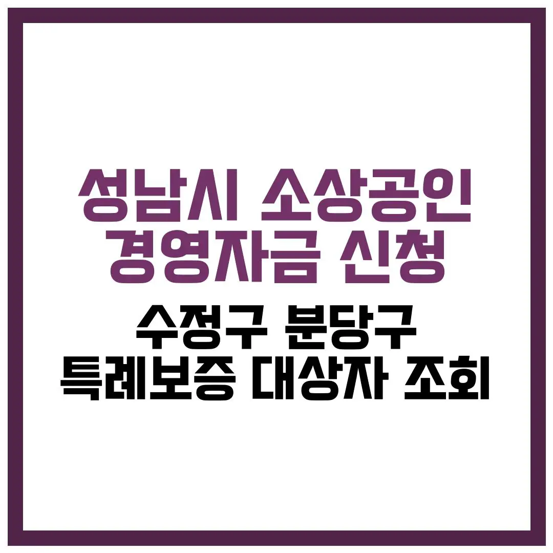 성남시 소상공인 경영자금 및 수정구·분당구 특례보증 대상자 조회 완벽 가이드 2026