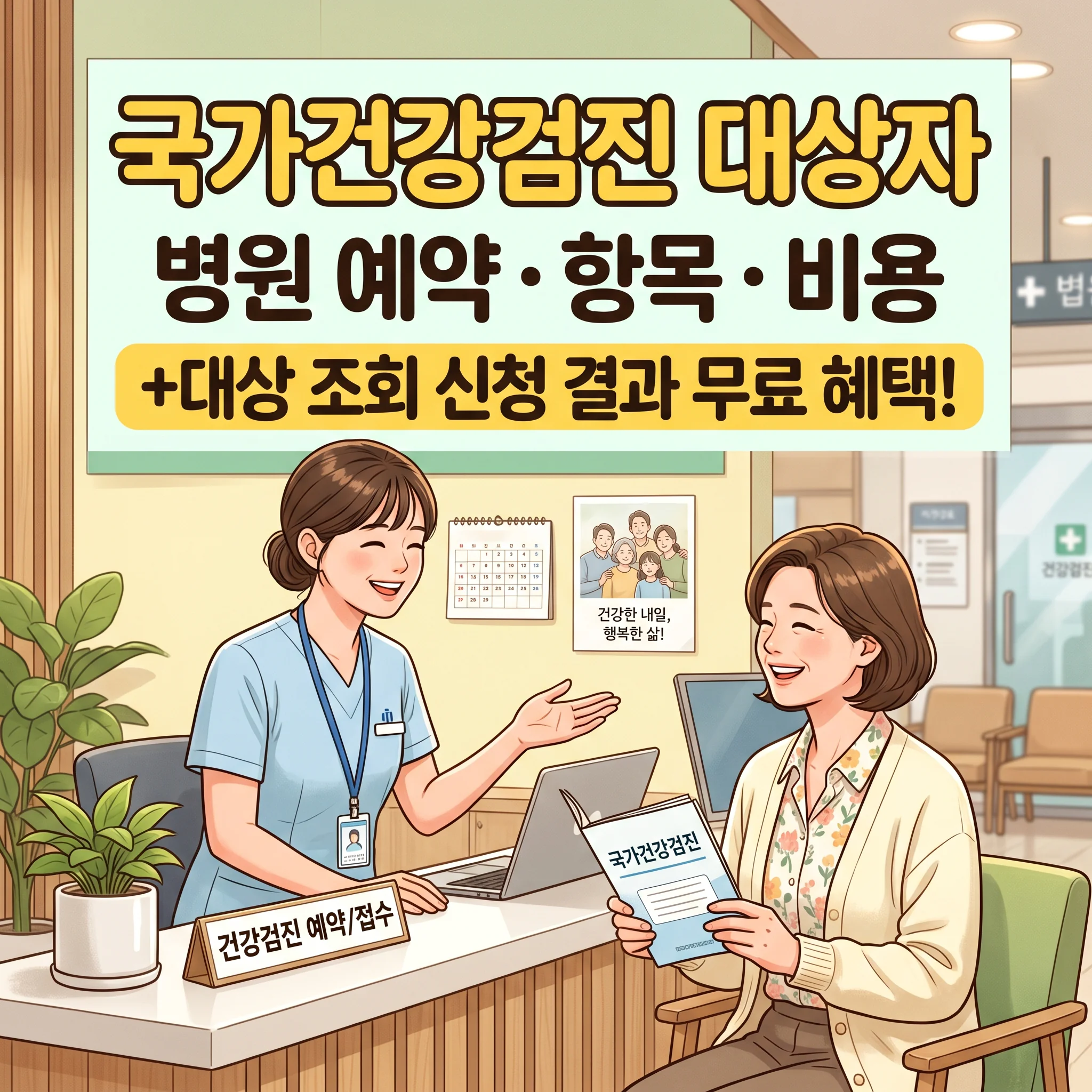 국가건강검진 대상자 병원 예약 항목 비용(+신청 결과 무료 조회 가이드)