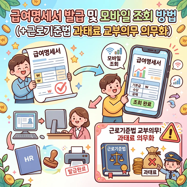 급여명세서 발급 및 모바일 조회 방법(+근로기준법 과태료 교부의무 의무화)