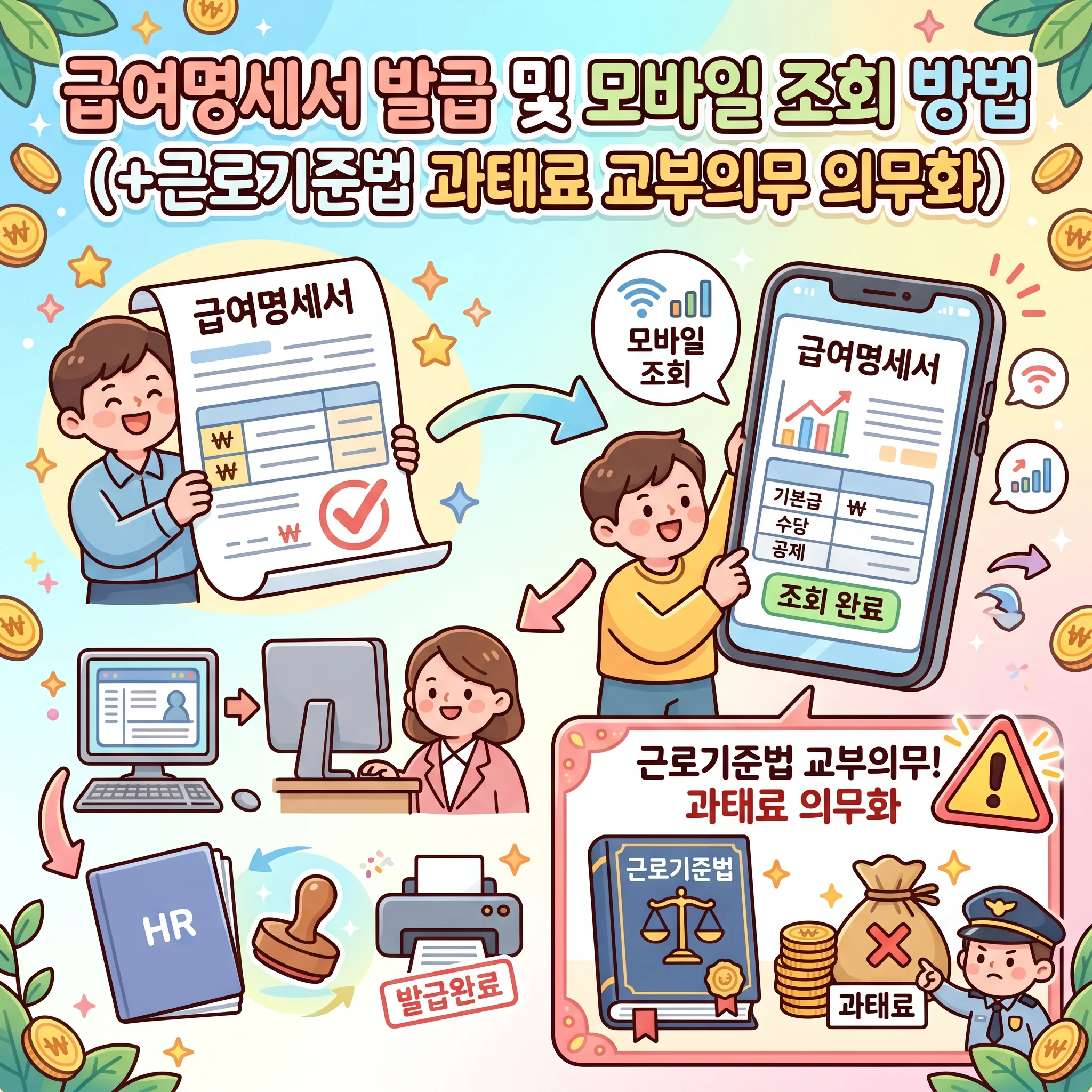 급여명세서 발급 및 모바일 조회 방법(+근로기준법 과태료 교부의무 의무화)