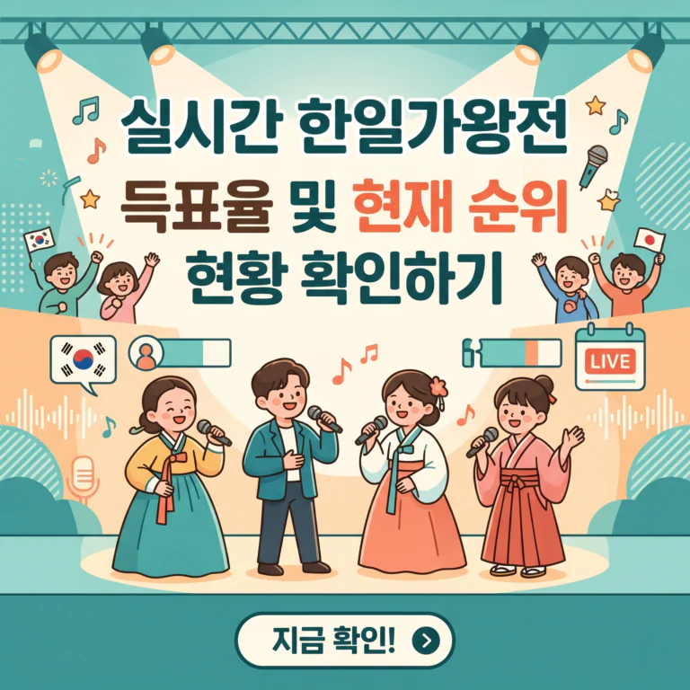 실시간 한일가왕전 득표율 및 현재 순위 현황 확인하기