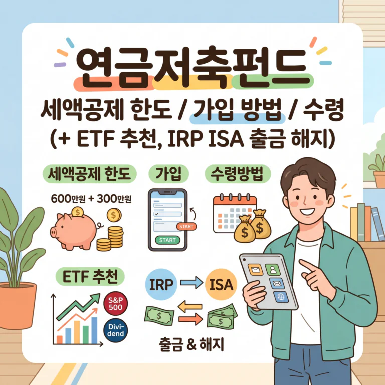 연금저축펀드 세액공제 한도 가입 수령방법(+etf 추천 irp isa 출금 해지)