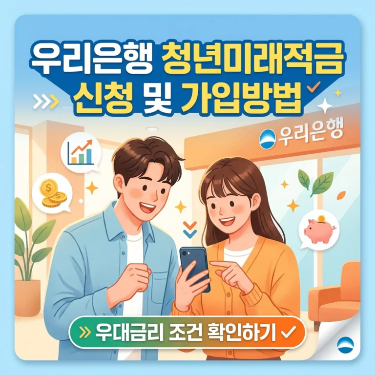 우리은행 청년미래적금 신청 및 가입방법과 우대금리 조건 확인하기