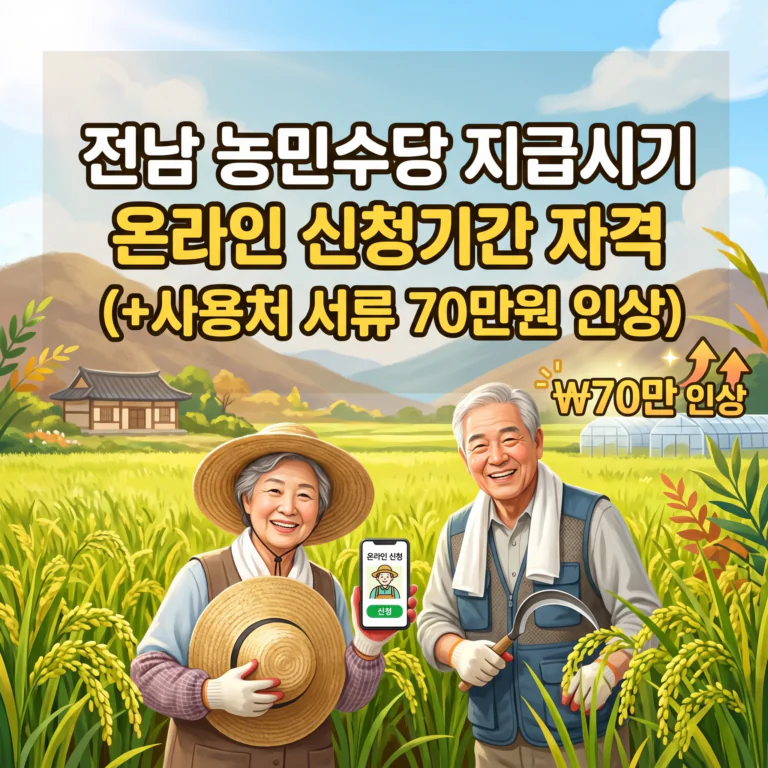 전남 농민수당 지급시기 온라인 신청기간 자격(+사용처 서류 70만원 인상)