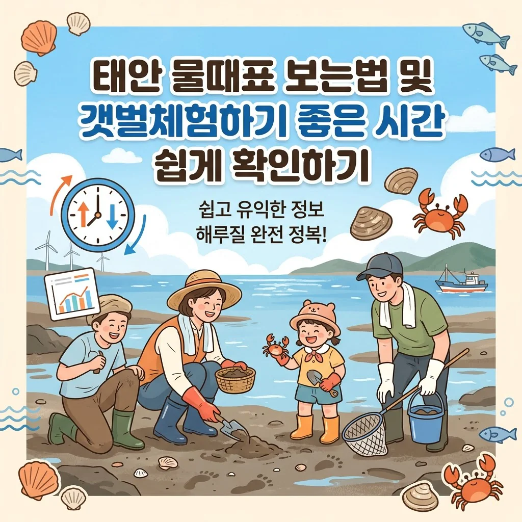 태안 물때표 보는법 및 갯벌체험하기 좋은 시간 쉽게 확인하기