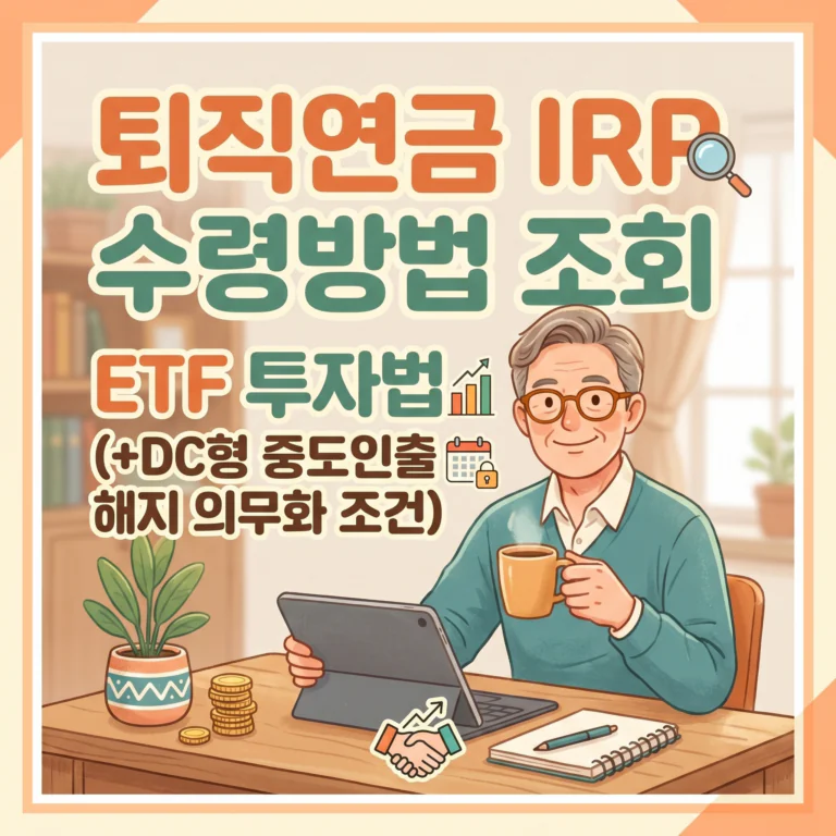 퇴직연금 IRP 수령방법 조회 ETF 투자법(+DC형 중도인출 해지 의무화 조건)