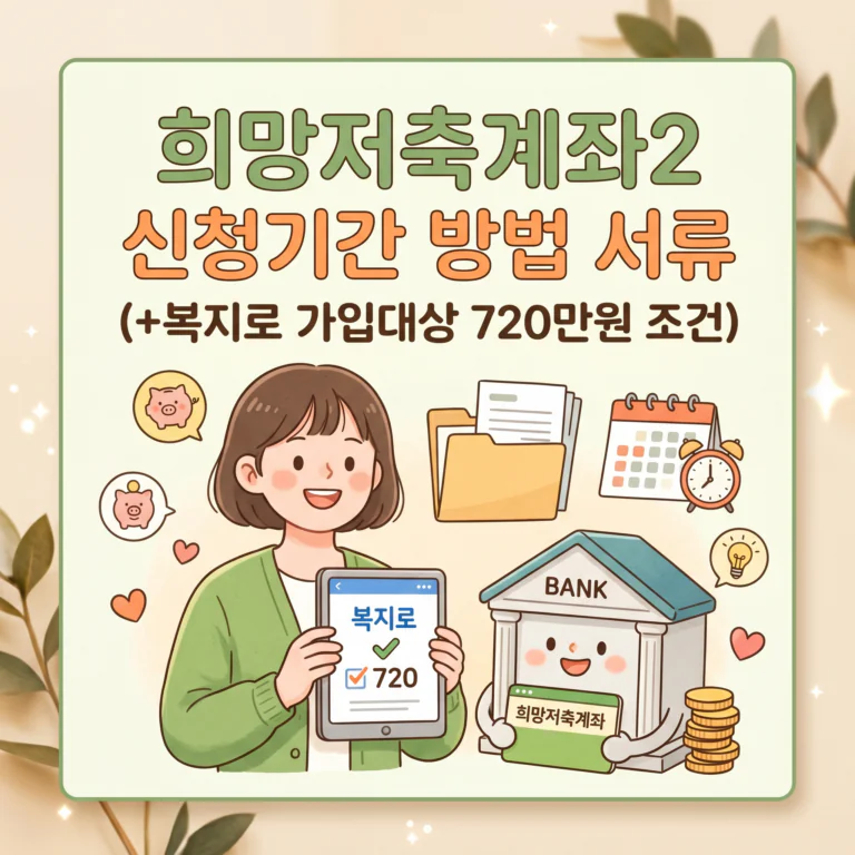 희망저축계좌2 신청기간 방법 서류(+복지로 가입대상 720만원 조건)