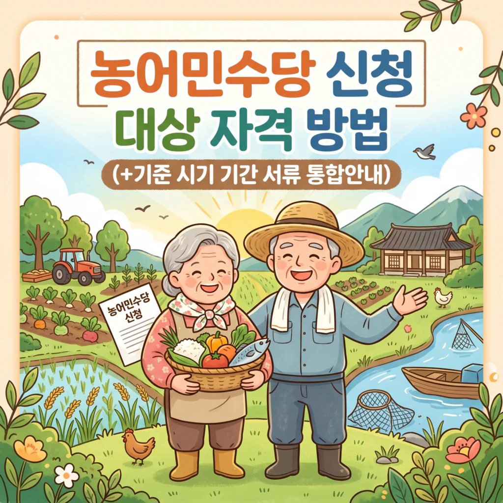농어민수당 신청 대상 자격 방법(+기준 시기 기간 서류 통합안내)