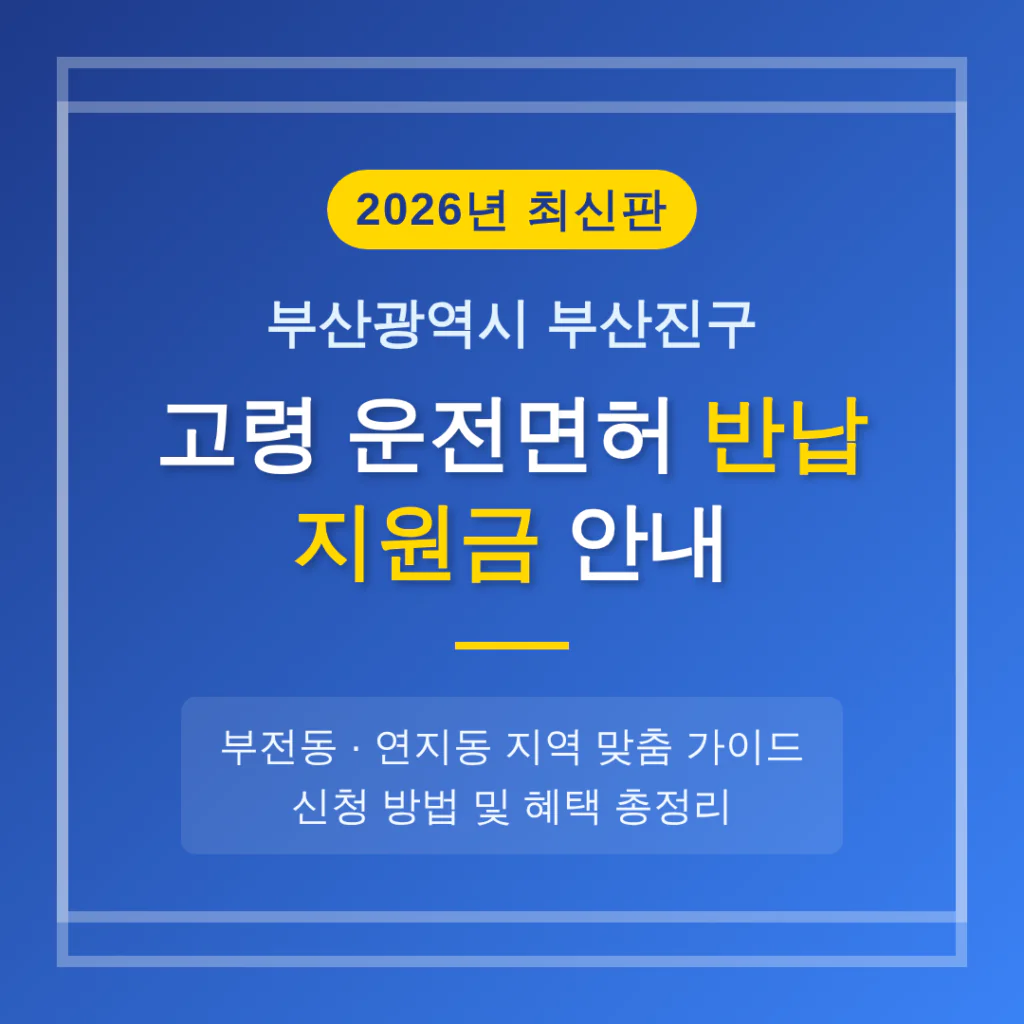 부산광역시 부산진구 운전면허 반납 지원금 | 2026 완벽 가이드