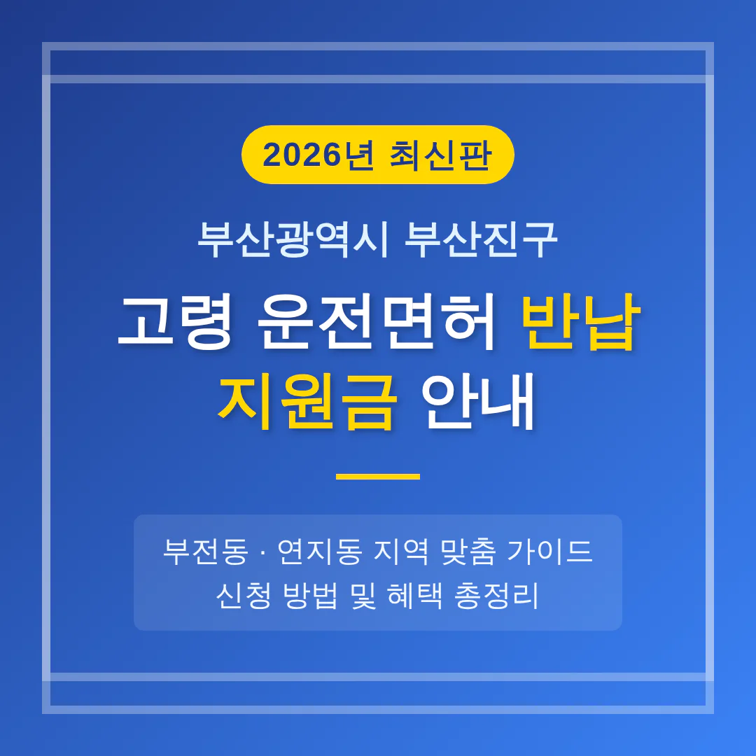 부산광역시 부산진구 운전면허 반납 지원금 | 2026 완벽 가이드