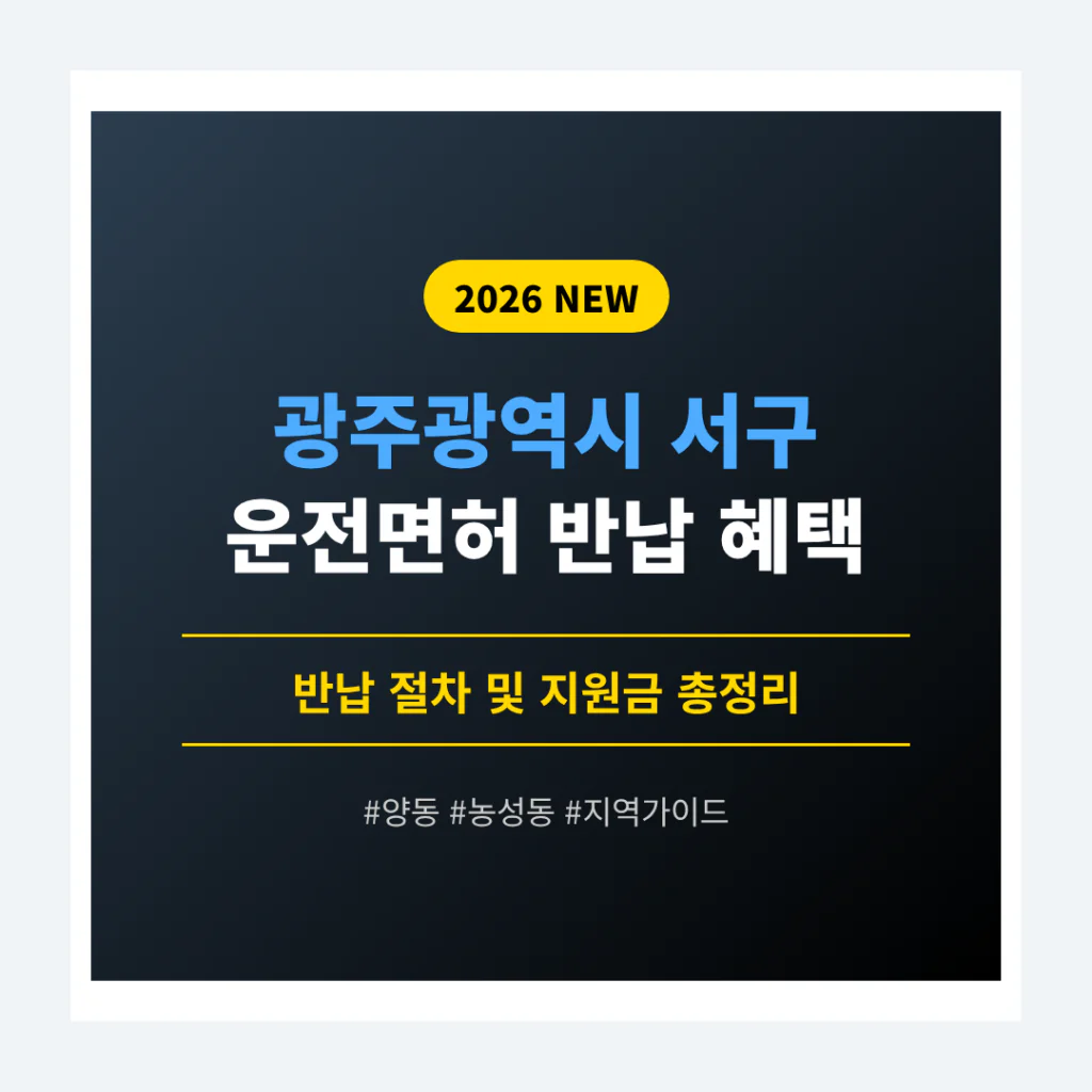 광주광역시 서구 운전면허 반납 혜택 | 2026 완벽 가이드