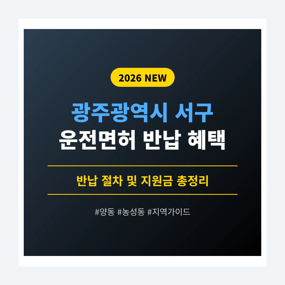 광주광역시 서구 운전면허 반납 혜택 | 2026 완벽 가이드