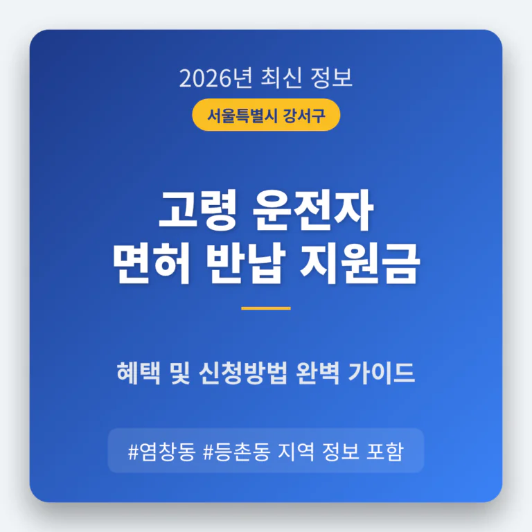 서울특별시 강서구 운전면허 반납 지원금 및 염창동·등촌동 지역 가이드 | 2026 완벽 가이드