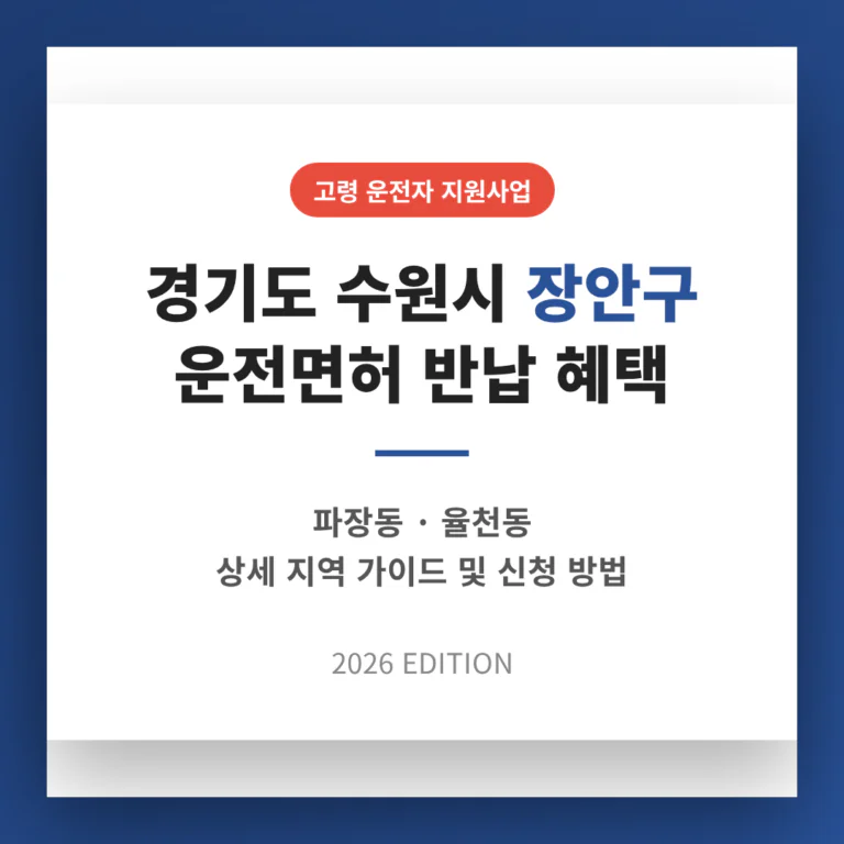 경기도 수원시 장안구 운전면허 반납 혜택 및 파장동·율천동 지역 가이드 | 2026 완벽 가이드