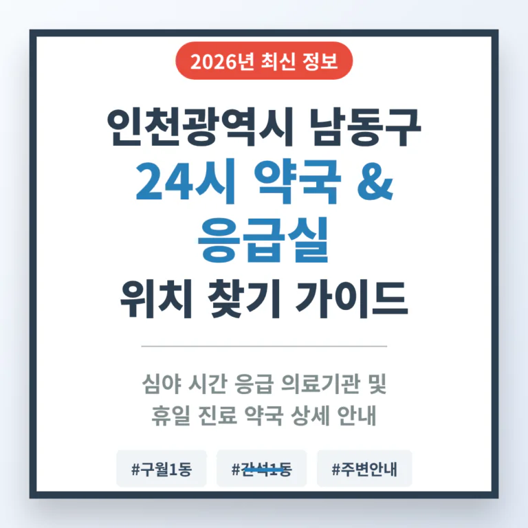 인천광역시 남동구 24시 약국 및 응급실 찾기 및 구월1동·간석1동 주변 안내 | 2026 완벽 가이드