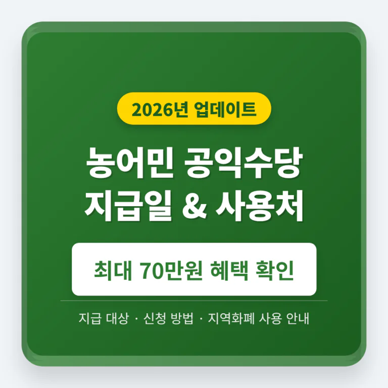 2026 농어민 공익수당 지급일과 70만원 사용처 | 2026 완벽 가이드