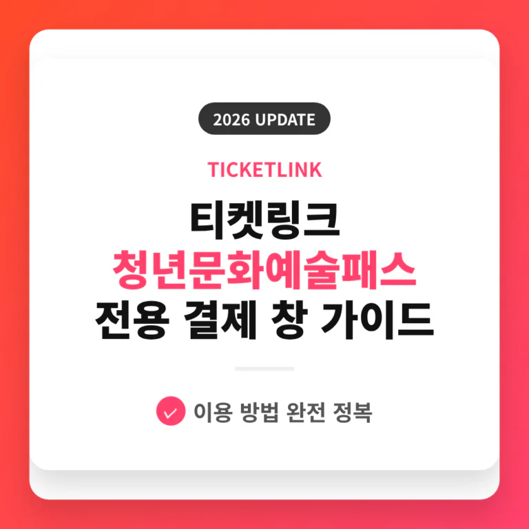티켓링크 청년문화예술패스 전용 결제 창 이용 가이드 | 2026 완벽 가이드