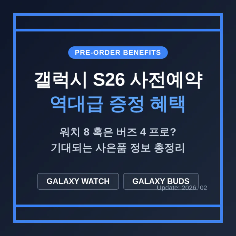 갤럭시 S26 사전예약 혜택 갤럭시 워치 버즈 증정 | 2026 완벽 가이드