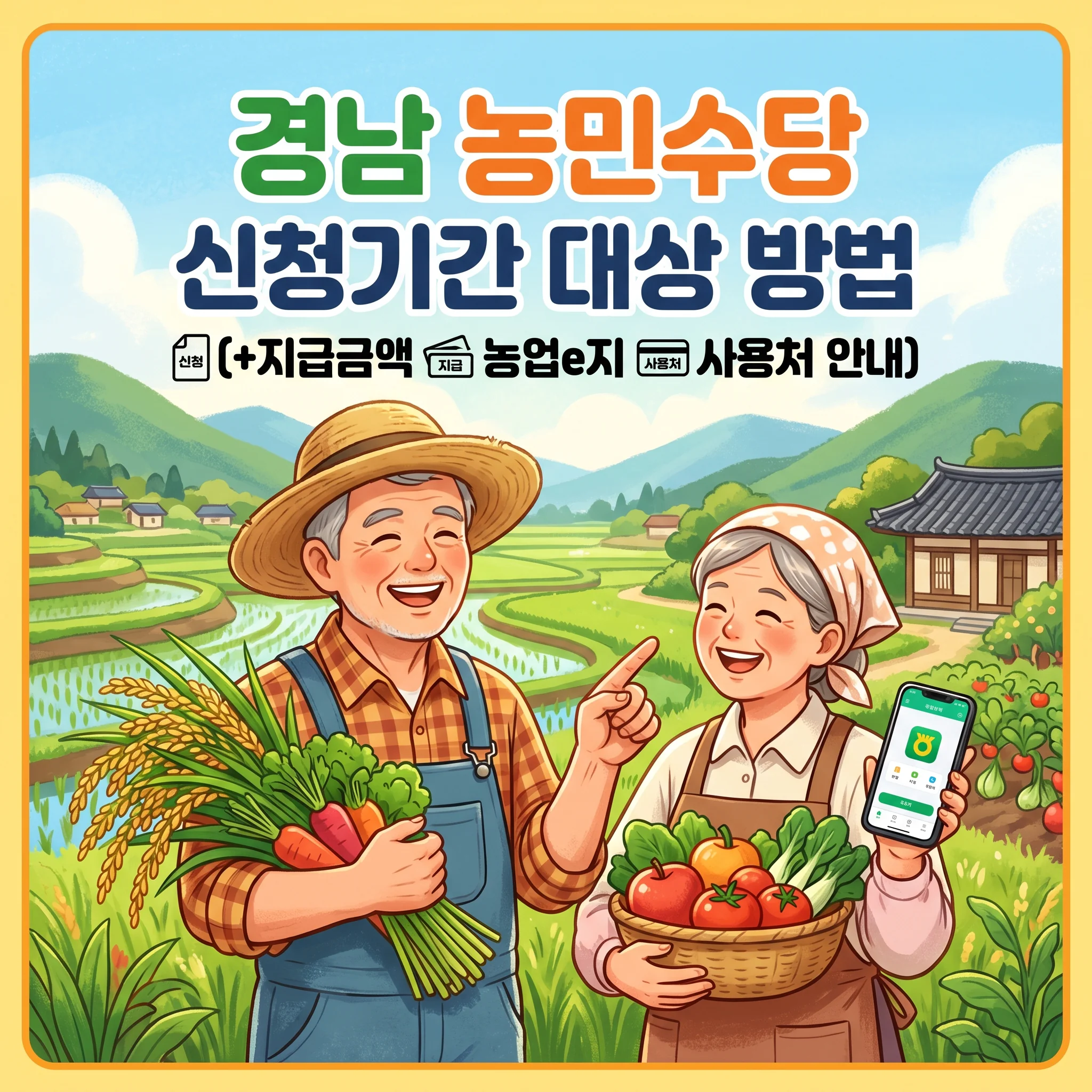 경남 농민수당 신청기간 대상 방법(+지급금액 농업e지 사용처 안내)