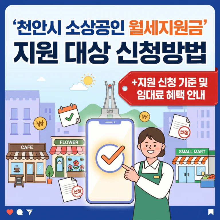 천안시 소상공인 월세지원금 지원 대상 신청방법(+지원 신청 기준 및 임대료 혜택 안내)