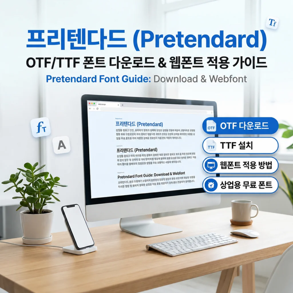 프리텐다드 폰트 다운로드 및 웹폰트 적용 방법 (Pretendard OTFTTF 설치)