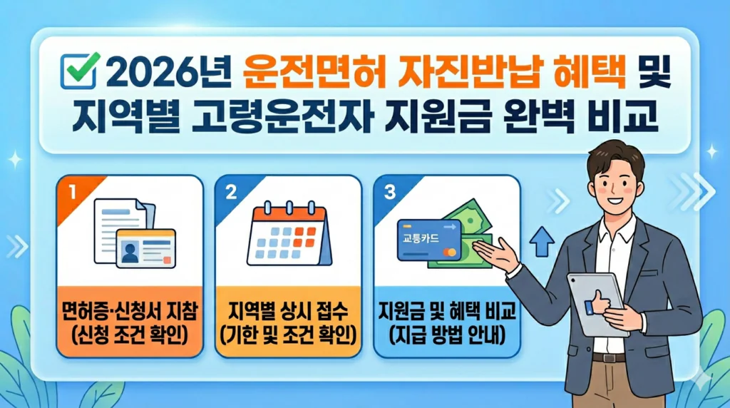 2026년 운전면허 자진반납 혜택 및 지역별 고령운전자 지원금 완벽 비교