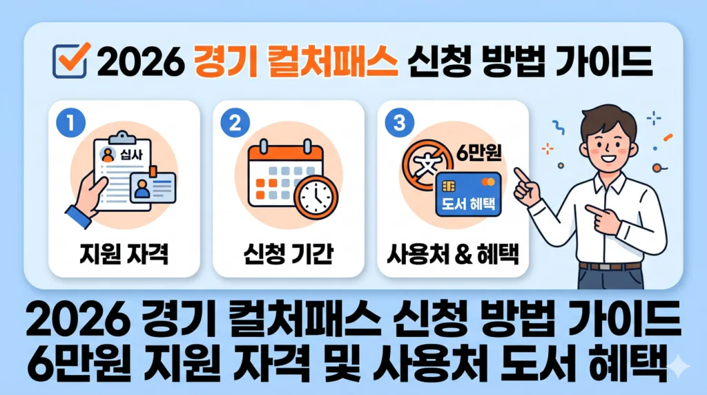 2026 경기 컬처패스 신청 방법 가이드 6만원 지원 자격 및 사용처 도서 혜택