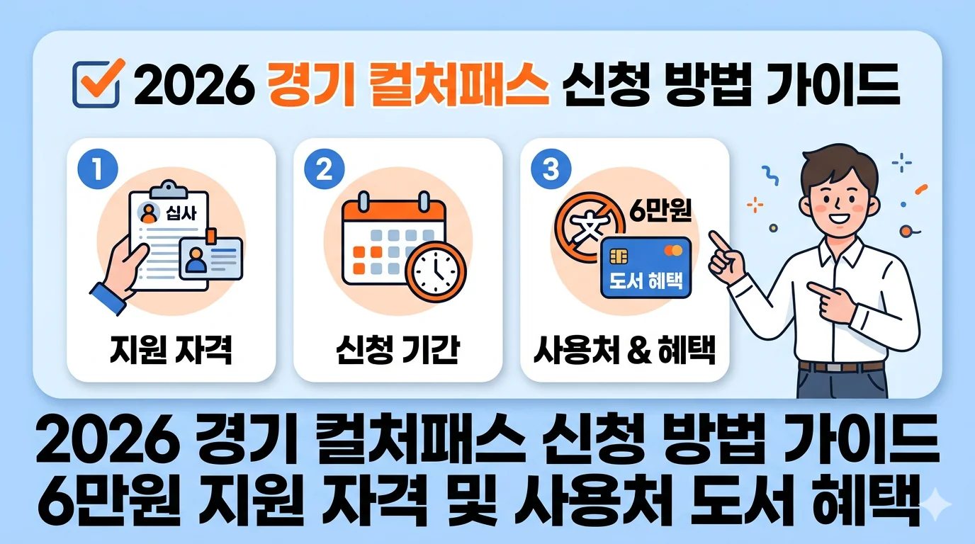 2026 경기 컬처패스 신청 방법 가이드 6만원 지원 자격 및 사용처 도서 혜택