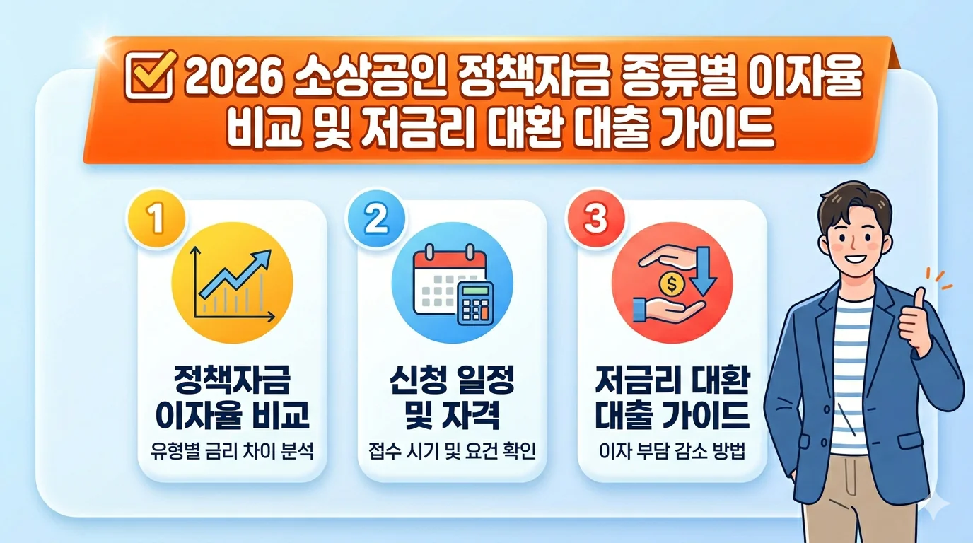 2026 소상공인 정책자금 종류별 이자율 비교 및 저금리 대환 대출 가이드